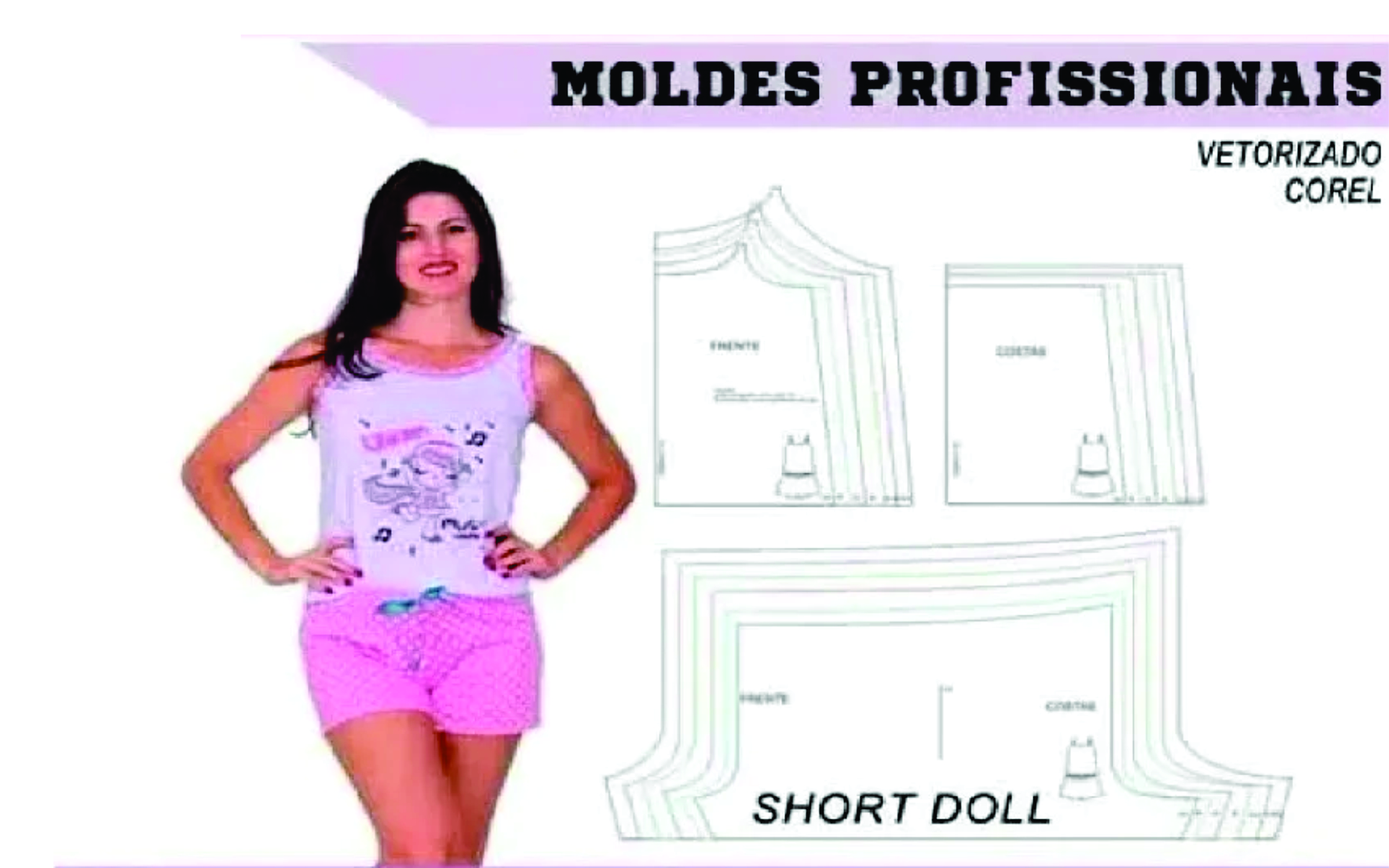 Kit De Moldes Para Costura Molde Babydoll Feminino P,m,g,gg